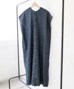 コットンリネン平織デニム　2wayワンピース